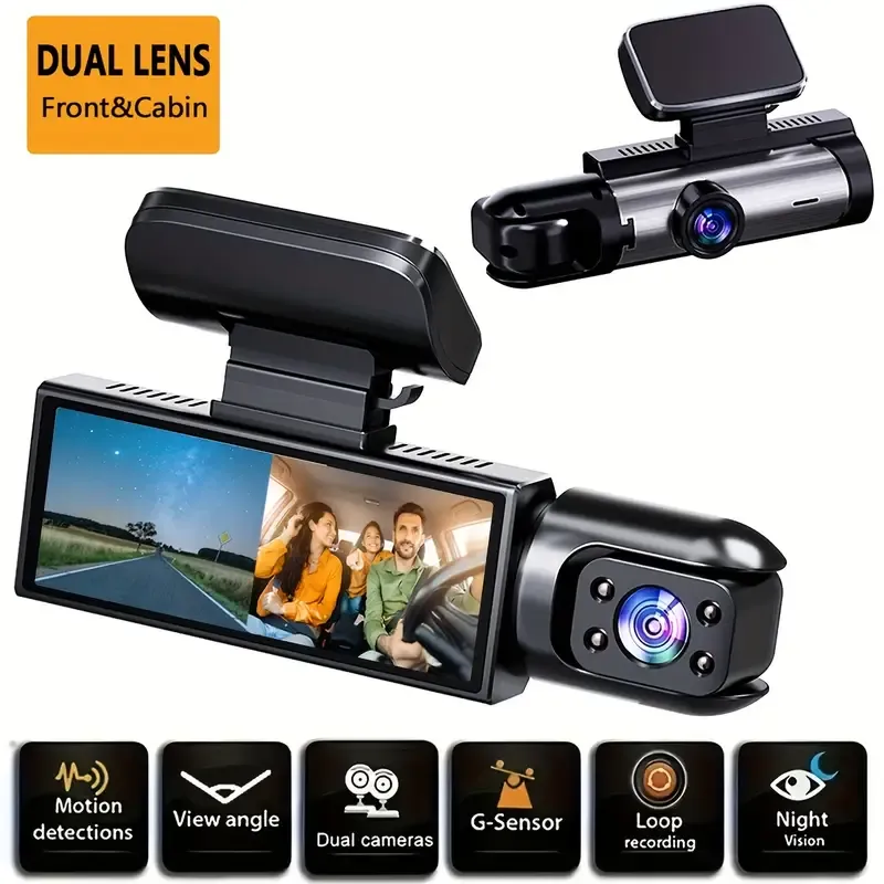 Dual front-mounted built-in vehicle driving recorder
