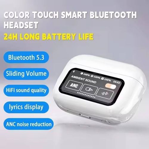 AI translation, touchscreen earbuds, LCD display, ANC active noise canceling, wireless in-ear Bluetooth headphones