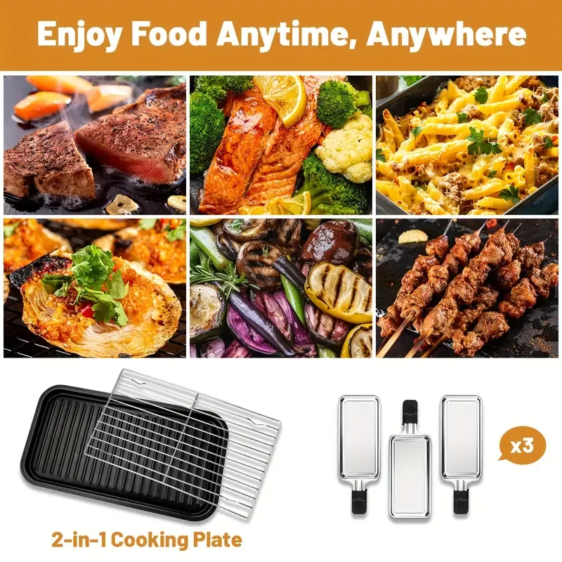 Smokeless Electric Grill, Indoor Grill With Removable Non-Stick Plate, Indoor Grill, Kitchen Must Haves