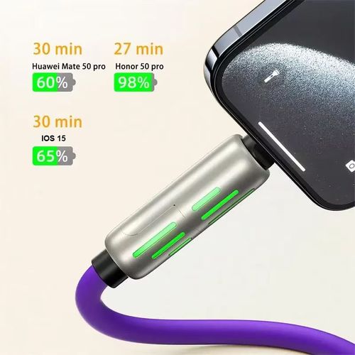 New 240w light column four-in-one colorful indicator light mobile phone charging cable two-to-two fast charging data cable