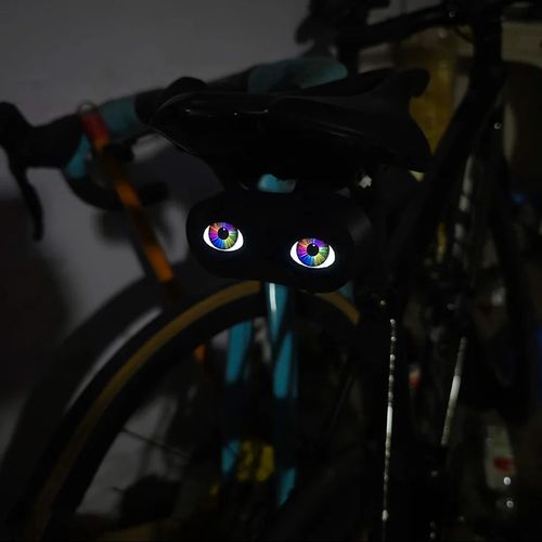 Demon Eye Bicycle Tail Light Waterproof Portable LED Devil Eyes Cushion-Style Backrest Bike Accessories for Bicycle Motorcycle