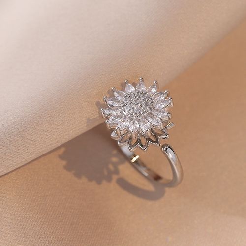 Sunflower rotating ring rotating round bead ring set (three sets)