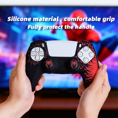 Hot-selling anti-slip soft silicone protective case for PS5 Spider-Man controller.