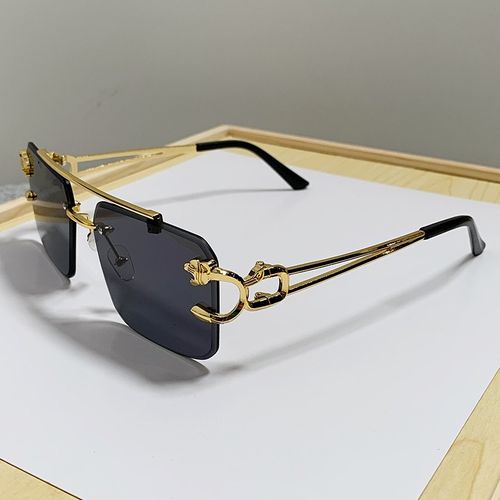 Fashion leopard frameless trim sunglasses