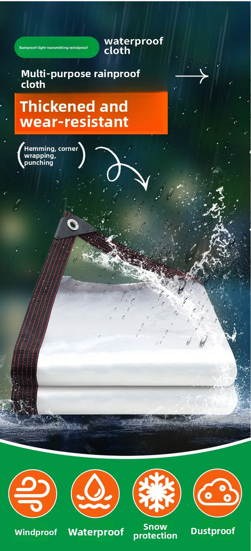 (Size：3*4m)Thickened, tear-resistant, transparent rainproof polyethylene fabric