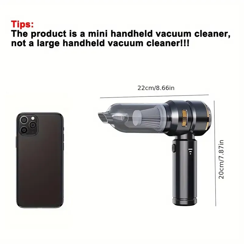 16,000 Pa wireless handheld vacuum cleaner with 100W high-power cyclonic suction. This cordless, powerful rechargeable vacuum is ideal for cars, offices and homes.​