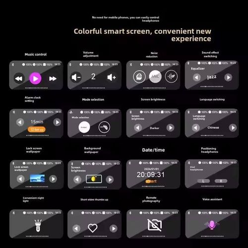 AI translation, touchscreen earbuds, LCD display, ANC active noise canceling, wireless in-ear Bluetooth headphones