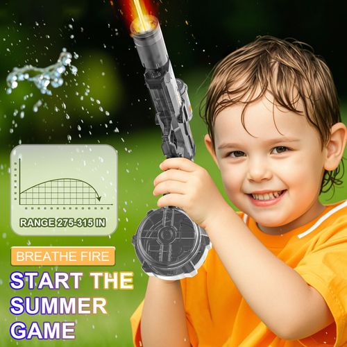 Led Light Continuous Firing Electric Water Blaster Shooter Gun Toys Long Range Automatic Squirt Guns for Kids with Muzzle Flash