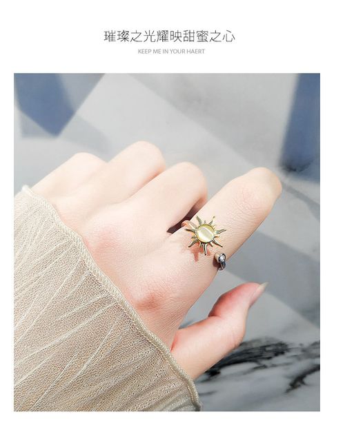 Sunflower rotating ring rotating round bead ring set (three sets)