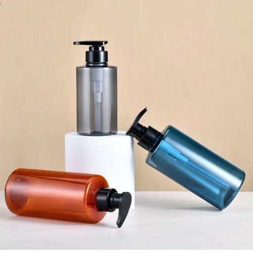 (3 bottles) 300ml high-end lotion empty bottle shampoo and shower gel cosmetic packaging empty container plastic lotion pump bottle (gray, brown, blue three bottles)