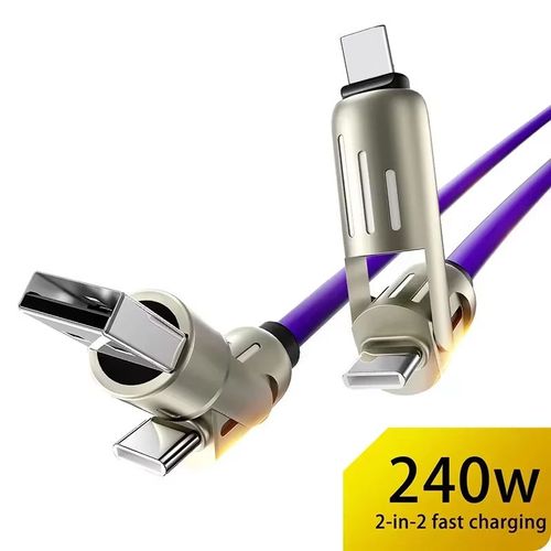 New 240w light column four-in-one colorful indicator light mobile phone charging cable two-to-two fast charging data cable