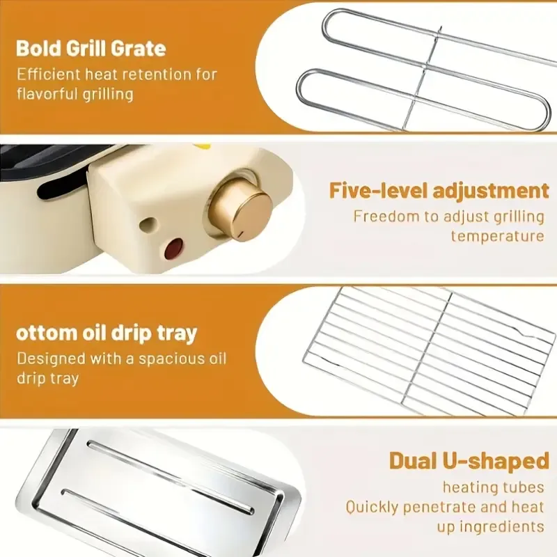 Smokeless Electric Grill, Indoor Grill With Removable Non-Stick Plate, Indoor Grill, Kitchen Must Haves