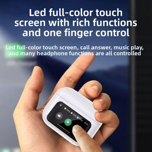 Touchscreen Earbuds LCD Display ANC Active Noise Cancelling Headphones Wireless In-Ear Bluetooth Headphones