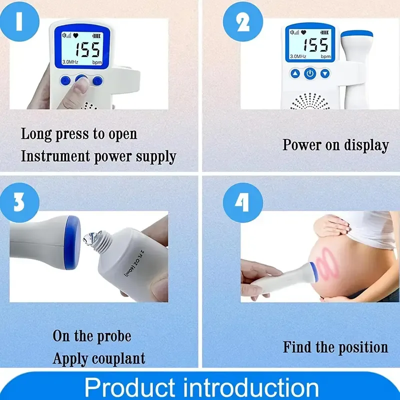 Fetal heart rate monitor, fetal heart rate monitor, home Doppler for pregnant women to listen to fetal heart