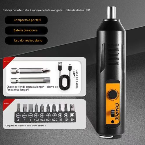 Chave de Fenda Elétrica! Carregamento USB + 32 Pontas Resolve Aperto e Desaperto de Parafusos Ideal para Reparação e DIY