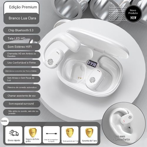 Auriculares Bluetooth com Visor Digital! Redução de Ruído ENC + BT5.3 + Longa Duração Conectam ao Ligar para Deslocações e Desporto
