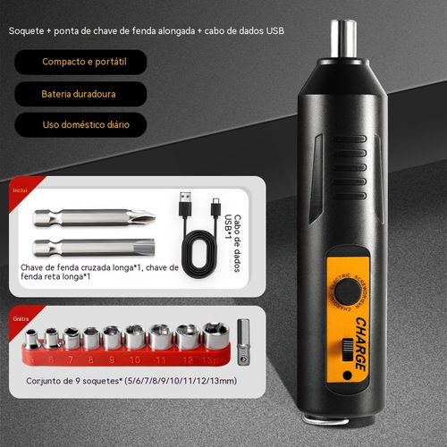 Chave de Fenda Elétrica! Carregamento USB + 32 Pontas Resolve Aperto e Desaperto de Parafusos Ideal para Reparação e DIY