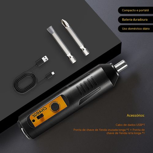 Chave de Fenda Elétrica! Carregamento USB + 32 Pontas Resolve Aperto e Desaperto de Parafusos Ideal para Reparação e DIY