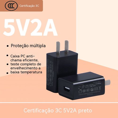 Carregador USB D-6! Carregamento Rápido 5V2A Ficha Europeia Directa Compatível com Android Ideal para Viagens e Trabalho