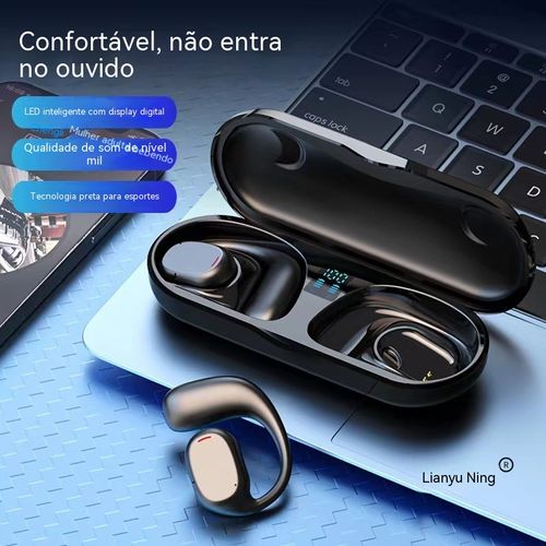 Auriculares Bluetooth com Visor Digital! Redução de Ruído ENC + BT5.3 + Longa Duração Conectam ao Ligar para Deslocações e Desporto