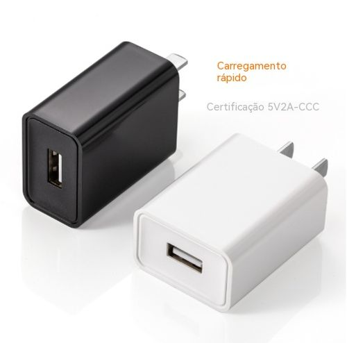 Carregador USB D-6! Carregamento Rápido 5V2A Ficha Europeia Directa Compatível com Android Ideal para Viagens e Trabalho