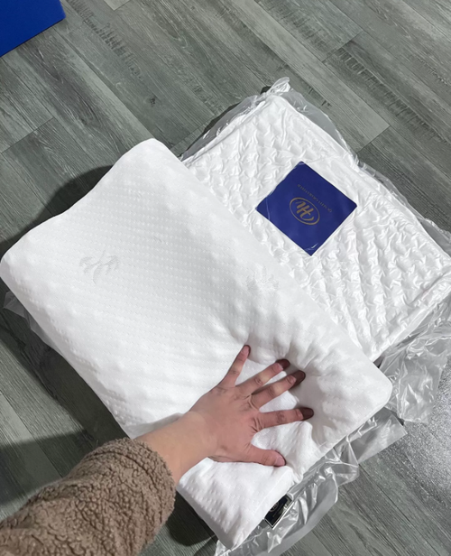 Almofada Hilton refrescante em látex com função de memória, padrão sólido, colchão retangular, tecido de poliéster, suporte para o pescoço