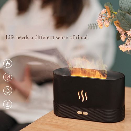 Difusor de chamas com efeito de chama de óleo essencial, luz LED ultrassónica USB