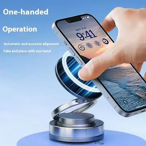 Suporte magnético para telemóvel com ventosa a vácuo 2025 | Suporte universal para consola central de automóvel | Design dobrável com rotação de 360°