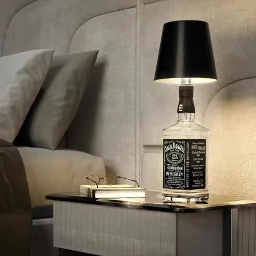 Candeeiro de toque moderno para garrafa de vinho em preto e branco, candeeiro de atmosfera criativa, luz noturna para restaurante, bar, quarto, candeeiro de cabeceira