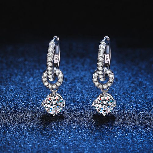 Unique Design Two Ways to Wear S925 Sterling Silver Moissanite Pendant Earrings for Women Gift