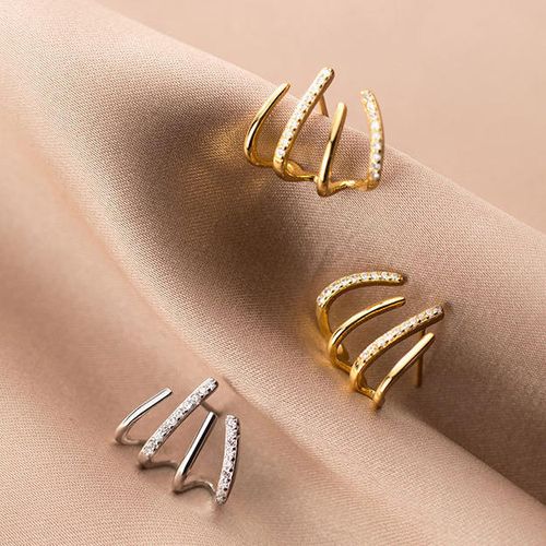 Refined Elegant Women Earring Geometric Zircon Exquisite Claw-shaped Temperament Earring Women Jewelry Gift