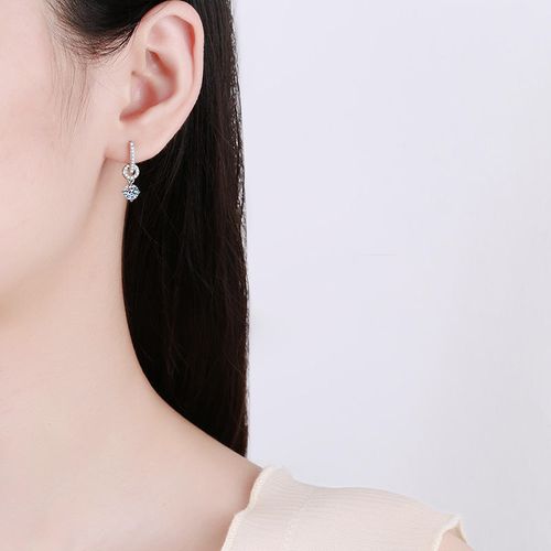 Unique Design Two Ways to Wear S925 Sterling Silver Moissanite Pendant Earrings for Women Gift