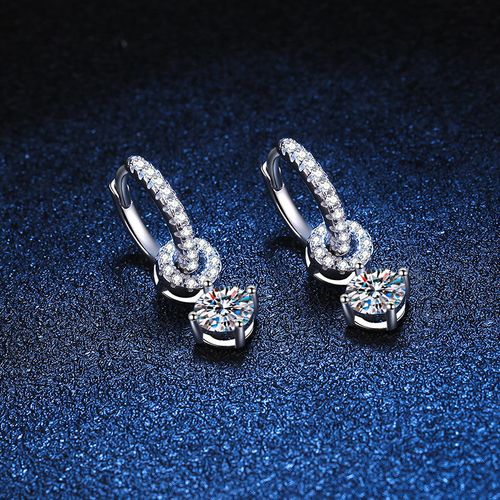 Unique Design Two Ways to Wear S925 Sterling Silver Moissanite Pendant Earrings for Women Gift