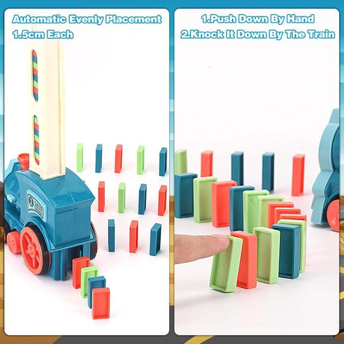 Hot Sale Automatic Domino Train Sound Light Laying Dominoes Rally Train Sets Domino Blocks Set