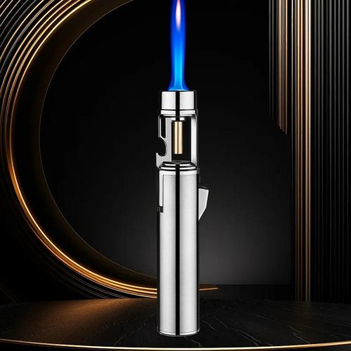 Hot-Selling Portable High-Power Welding Torch Blue Flame Refillable Windproof Hand Metal Butane Torch Lighter for Camping