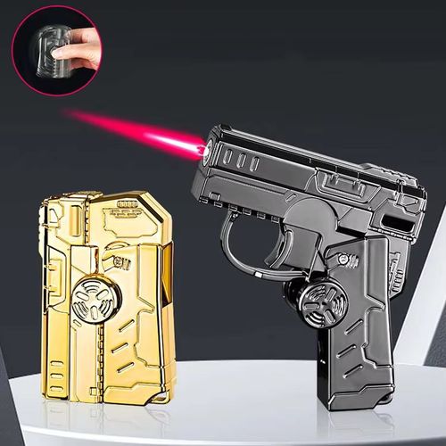 Creative Windproof Red Flame Lighter Mecha Gyro Butane Refillable Lighter for Cigarettes