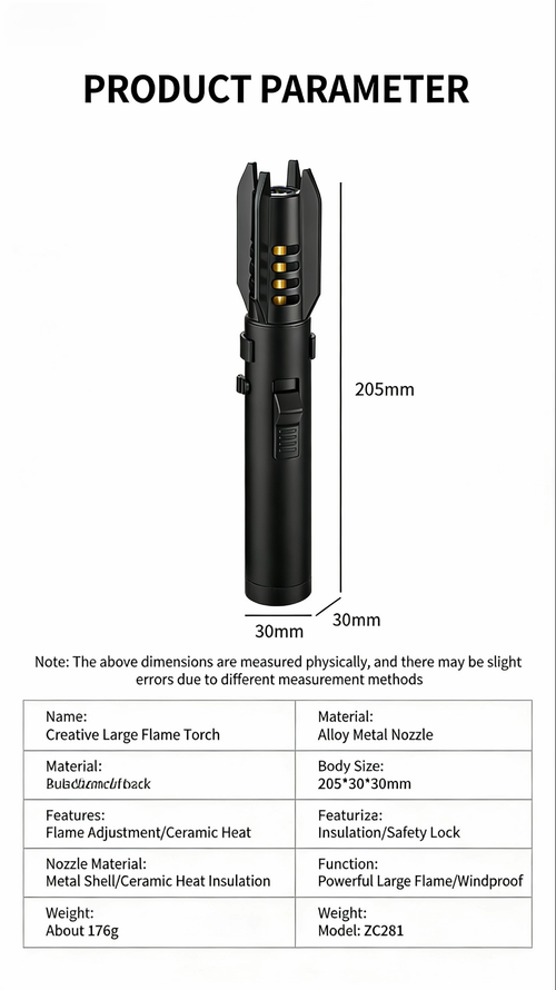 ZC281Strong red flame metal torch lighter, modern adjustable and rotatable jet cigarette  barbecue refillable long pen business gift