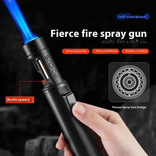 Hot-Selling Portable High-Power Welding Torch Blue Flame Refillable Windproof Hand Metal Butane Torch Lighter for Camping