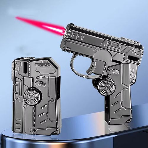 Creative Windproof Red Flame Lighter Mecha Gyro Butane Refillable Lighter for Cigarettes