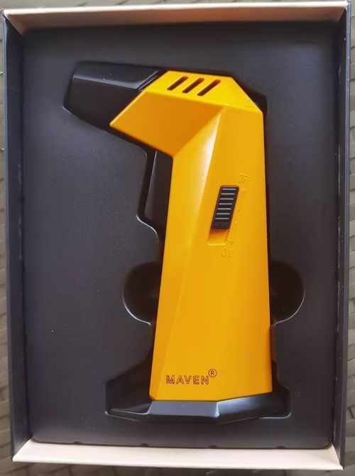 SG001 FOCUS Prism Butane Refillable Torch Flame Lighter for Kitchen BBQ Camping Yellow (No gas)