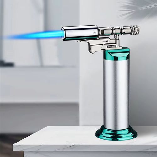 Zinc Alloy Inflatable High-Temperature Blue Flame Lighter Windproof Kitchen Outdoor Camping Lighter