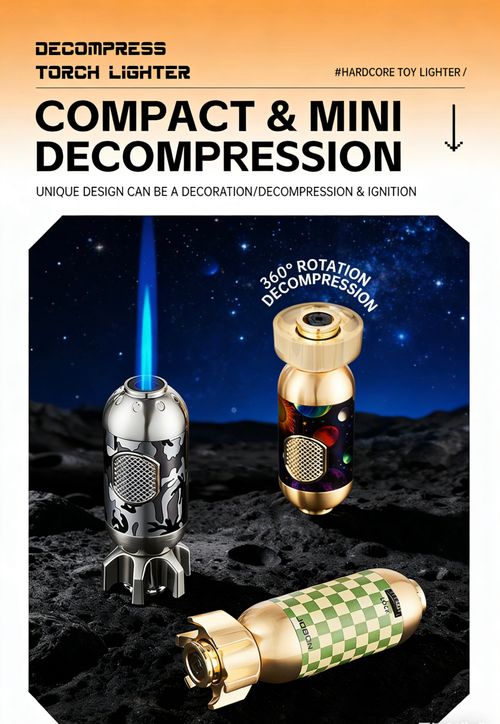 ZB-570 Rocket-Style Blue Flame Torch Lighter – Checkerboard Edition