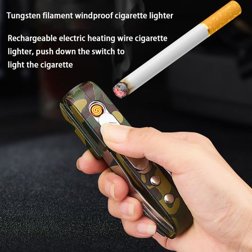 Multifunctional Outdoor Cigarette Lighter Electroplating USB Charging Tungsten Wire Lighter