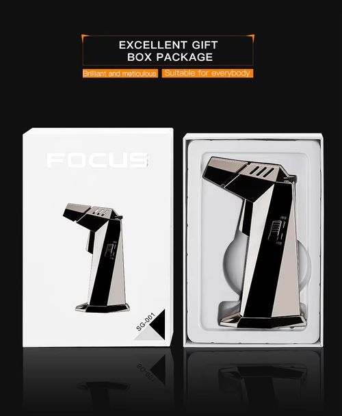 SG001 FOCUS Prism Butane Refillable Torch Flame Lighter for Kitchen BBQ Camping Yellow (No gas)