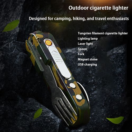 Multifunctional Outdoor Cigarette Lighter Electroplating USB Charging Tungsten Wire Lighter