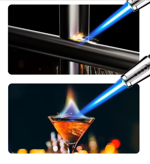 Outdoor barbecue ignition device - propane inflator, 1300-degree metal lighter, with safe lock for cigar and barbecue use