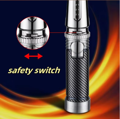 Outdoor barbecue ignition device - propane inflator, 1300-degree metal lighter, with safe lock for cigar and barbecue use