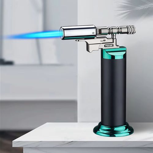 Zinc Alloy Inflatable High-Temperature Blue Flame Lighter Windproof Kitchen Outdoor Camping Lighter