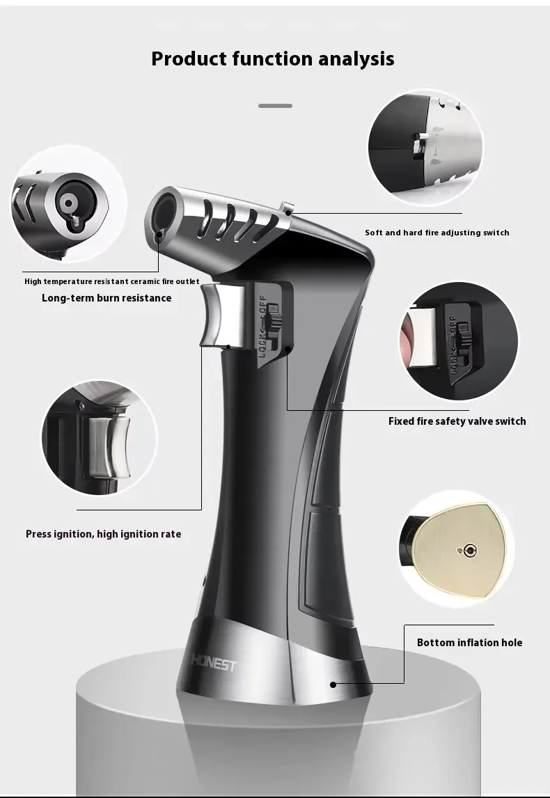 BC7631 Hot Sale Adjustable Fire Safety Buckle Desktop Gas Torch Lighter