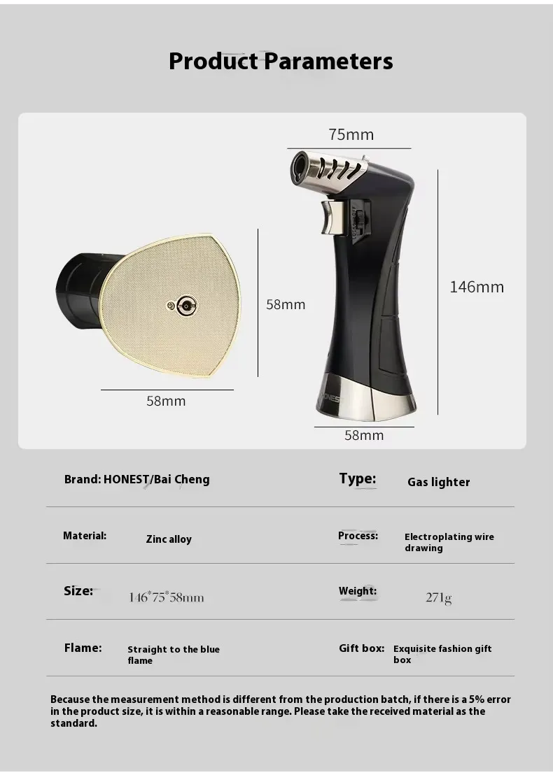 BC7631 Hot Sale Adjustable Fire Safety Buckle Desktop Gas Torch Lighter